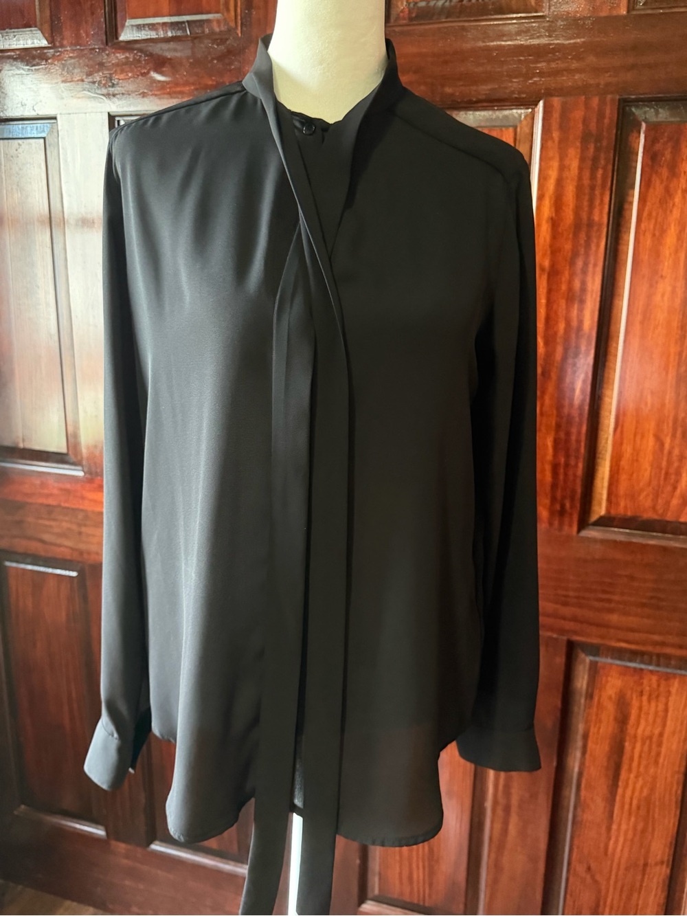 Banana Republic black tie neck blouse